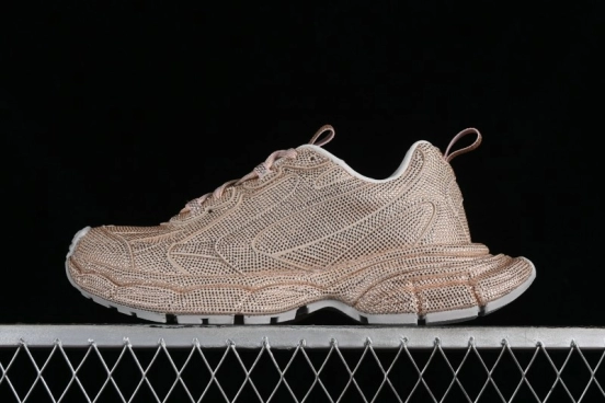 Balenciaga Phantom Sneaker Champagne Gold Full Diamond Trend Running Shoes - W3XL59645