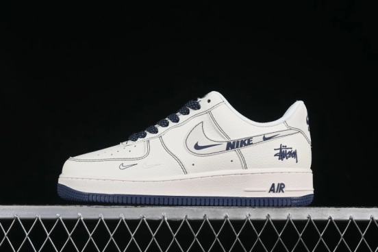 Nike Air Force 1 '07 Low Stussy Collaboration Grey Swoosh Casual Sneakers - HH7518-063