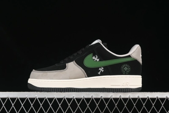 Nike Air Force 1'07 Low Chrome Hearts Collaboration Black Green Swoosh Casual Sneakers - KK1988-074