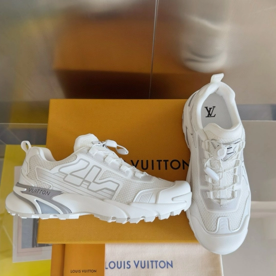 2025 Men Louis Vuitton White Mesh Sneakers MJ00390