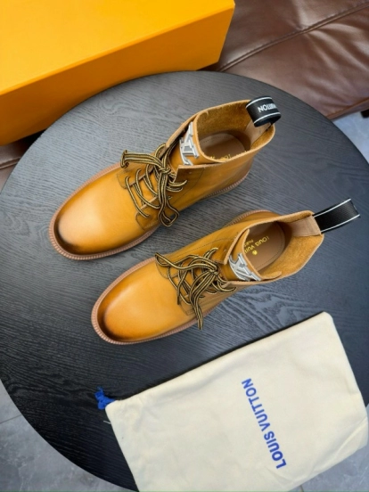 2024 Men Louis Vuitton Brown Leather Boots MJ00440