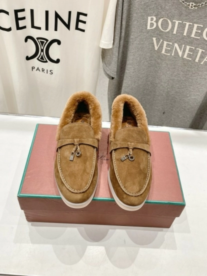 2024 Women Le Parmentier brown suede shearling loafers