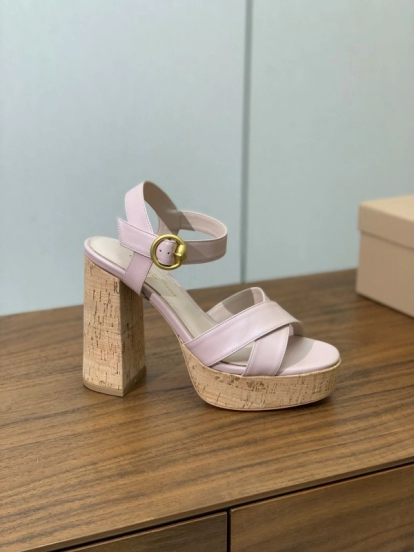 2025 Women Gianvito Rossi Light Pink Leather Platform Sandals