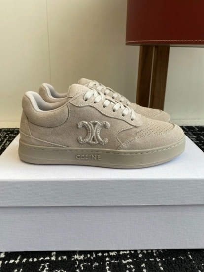 2025 Women Celine Beige Suede Sneakers KFY00310