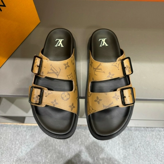 2024 Slippers Louis Vuitton brown leather Slippers