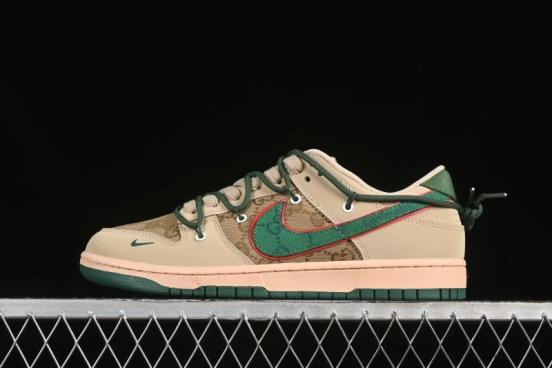 Nike SB Dunk Low Gucci Collaboration Strap Green Swoosh Anniversary High-End Custom Low-Top Casual Skate Shoes - DM6868-087