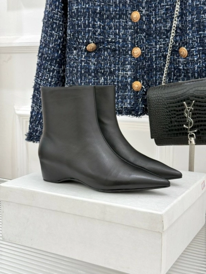 Khaite Retro Pointed Toe Height Increasing Ankle Boots - KFY00390