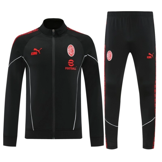25/26 AC Milan Black Full Zipper Jacket Tracksuit + Long Pants