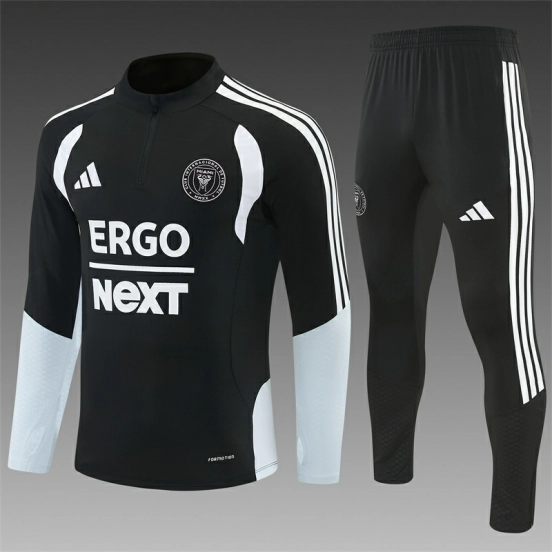 2026 Inter Miami CF Black & White Half Zipper Jacket Tracksuit + Long Pants