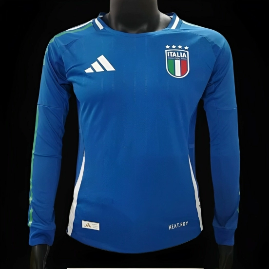 Player Version 2024 Italy Home Long Sleeve Jersey
