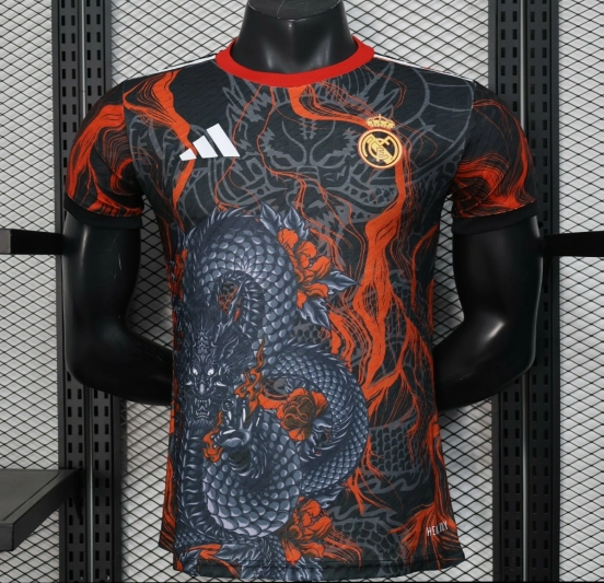 Player Version 25/26 Real Madrid Black with Dragon Design Jersey