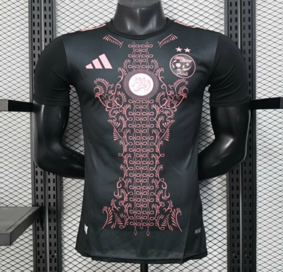Player Version 2025 Algeria Black with Pink Ornamental Pattern Jersey