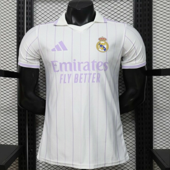 Player Version 26/27 Real Madrid Home White with Purple Pinstripe Jersey